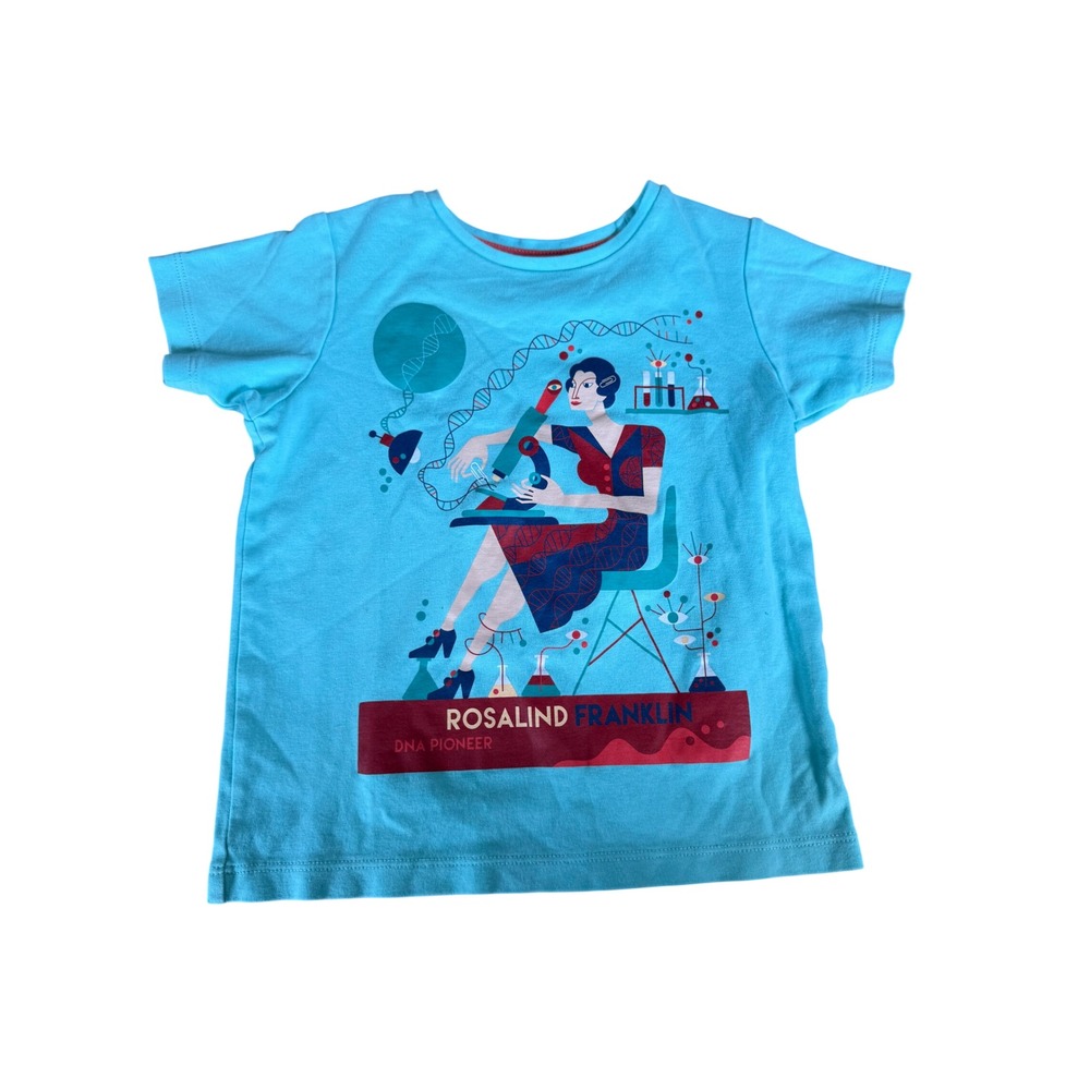 Piccolina Rosalind Franklin DNA Pioneer Graphic Tee Turquoise Blue 4T